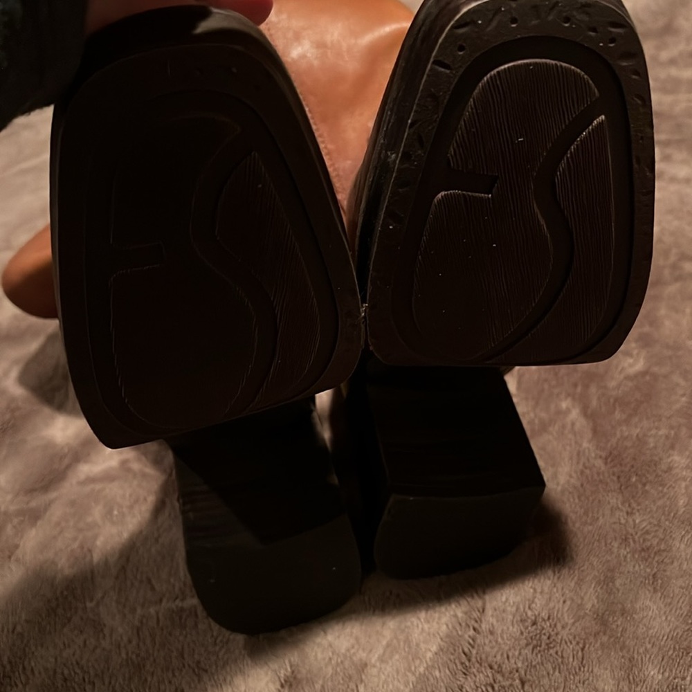 Franco Sarto Brown Leather Mid-Calf Heeled Boots - Picture 6 of 9